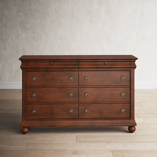 8 Drawer 64'' W Double Dresser With Mirror